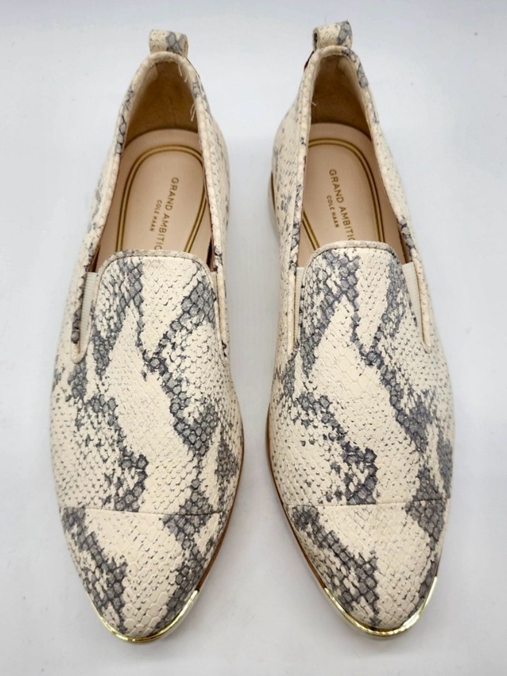 Cole Haan Beige Snake-Print Loafers